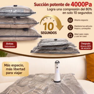 Precio especial con descuento: Pack de 15 bolsas de vacío Vacbird para viajes con bomba eléctrica recargable e inalámbrica; bolsas para equipaje de mano y maletas; ahorro de espacio para ropa. - Imagen 5