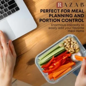 Precio especial con descuento: Juego de 30 recipientes de vidrio Razab para almacenar alimentos con tapa; recipientes reutilizables para preparar comidas y guardar sobras; tapas herméticas y a prueba de fugas con cierre de seguridad; aptos para horno, congelador, microondas y lavavajillas. - Imagen 4