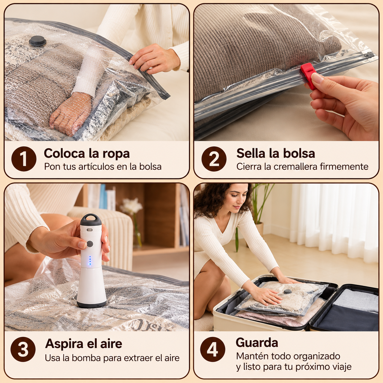 Precio especial con descuento: Pack de 15 bolsas de vacío Vacbird para viajes con bomba eléctrica recargable e inalámbrica; bolsas para equipaje de mano y maletas; ahorro de espacio para ropa. - Imagen 4
