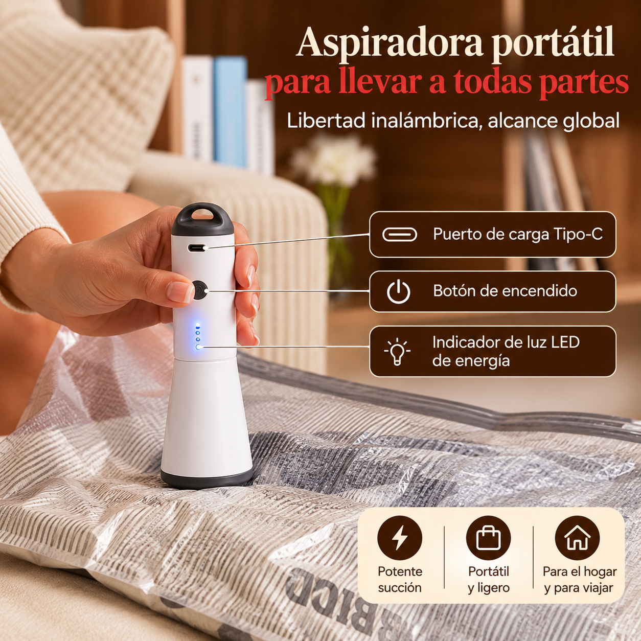 Precio especial con descuento: Pack de 15 bolsas de vacío Vacbird para viajes con bomba eléctrica recargable e inalámbrica; bolsas para equipaje de mano y maletas; ahorro de espacio para ropa. - Imagen 6