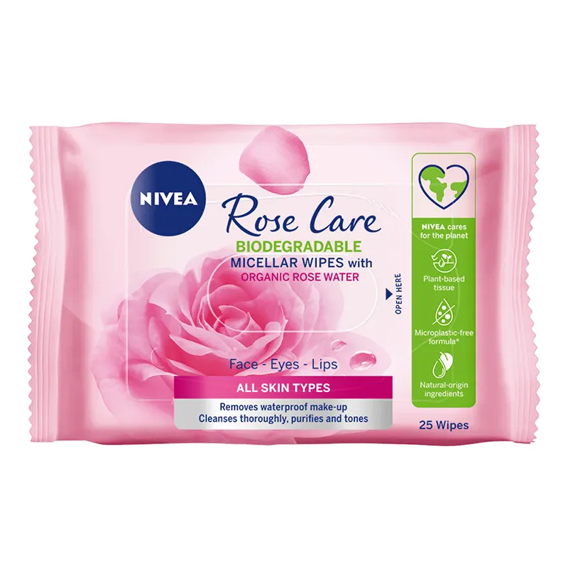 Toallita Humeda Facial Rose Care Nivea 25 Und/Paq