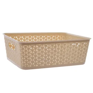 Canasta Organizadora Tipo Ratán Crema 9x13x4"