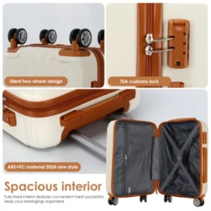 Juego de 4 piezas de equipaje vertical UUH para viajes en familia (incluye tamaños de 28, 24, 20 y 13 pulgadas) - Imagen 3