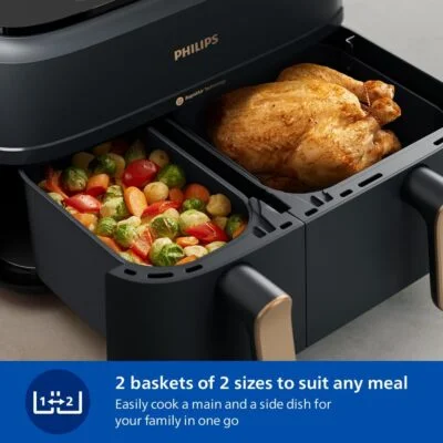 Philips Serie 3000 NA352/00 - Freidora de aire de doble cesta, 9 L, 8 en 1 - Imagen 3