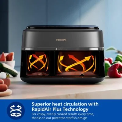Philips Serie 3000 NA352/00 - Freidora de aire de doble cesta, 9 L, 8 en 1 - Imagen 4