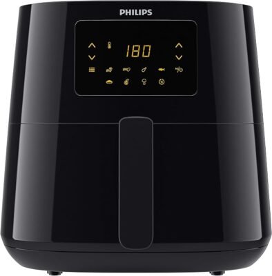 Philips Essential Airfryer XL - Freidora digital de capacidad de 2.65 libras/6.2 litros con tecnología de aire rápido, diseño de estrella de mar, cesta fácil de limpiar, negro, (HD9270/91)