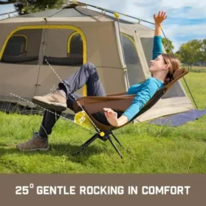 Silla de camping FanttikOutdoor Zeta L8 Max: silla mecedora plegable, portátil y ligera, diseñada para la comodidad; incluye bolsa de transporte y es ideal para camping, senderismo, patio y pesca; soporta hasta 250 libras. - Imagen 6