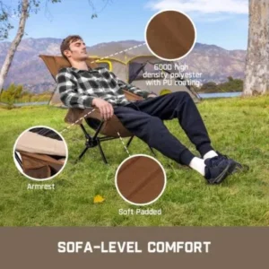 Silla de camping FanttikOutdoor Zeta L8 Max: silla mecedora plegable, portátil y ligera, diseñada para la comodidad; incluye bolsa de transporte y es ideal para camping, senderismo, patio y pesca; soporta hasta 250 libras. - Imagen 4