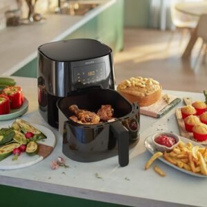 Philips Essential Airfryer XL - Freidora digital de capacidad de 2.65 libras/6.2 litros con tecnología de aire rápido, diseño de estrella de mar, cesta fácil de limpiar, negro, (HD9270/91) - Imagen 4